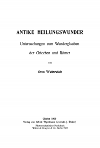 Cover image: Antike Heilungswunder 1st edition 9783110026573
