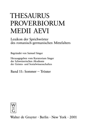 Imagen de portada: Sommer - Tröster 1st edition 9783110169515