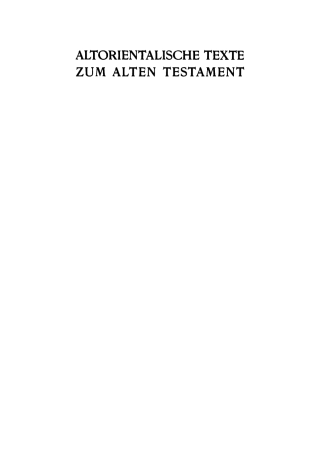 Cover image: Altorientalische Texte zum Alten Testament 1st edition 9783110026757