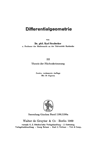 Cover image: Theorie der Flächenkrümmung 2nd edition 9783110062694
