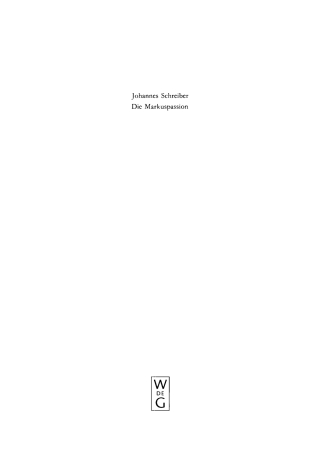 Cover image: Die Markuspassion 1st edition 9783110141535