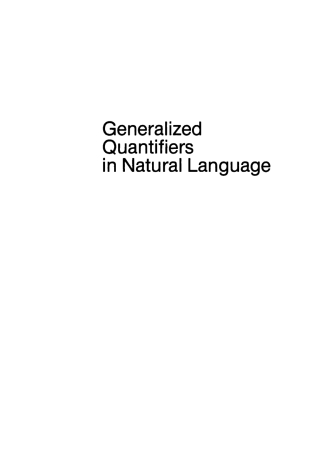 Imagen de portada: Generalized Quantifiers in Natural Language 1st edition 9783110130614