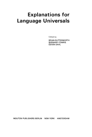 Cover image: Explanations for Language Universals 1st edition 9783110097979