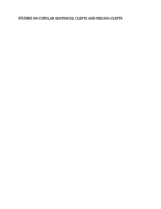 Cover image: Studies on Copular Sentences, Clefts and Pseudo-Clefts 1st edition 9783110132861