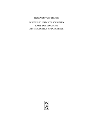 Imagen de portada: Serapion von Thmuis 1st edition 9783110128864