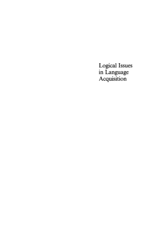 Imagen de portada: Logical Issues in Language Acquisition 1st edition 9783110133738