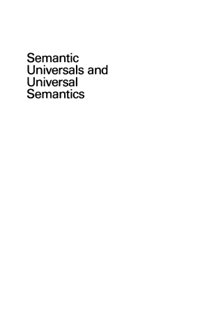 Cover image: Semantic Universals and Universal Semantics 1st edition 9783110133912