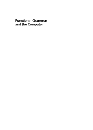 Immagine di copertina: Functional Grammar and the Computer 1st edition 9783110130591