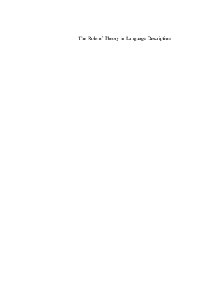 Cover image: The Role of Theory in Language Description 1st edition 9783110135169