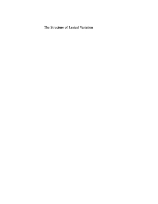 Immagine di copertina: The Structure of Lexical Variation 1st edition 9783110143874