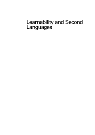 Imagen de portada: Learnability and second languages 1st edition 9783110130881