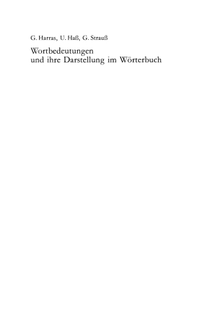 Cover image: Wortbedeutungen und ihre Darstellung im Wörterbuch 1st edition 9783110129038