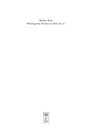 Cover image: Philologische Notizen zu Hiob 21–27 1st edition 9783110146561
