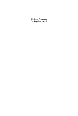 Cover image: Der Popularvorbehalt 1st edition 9783110086300