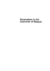 Cover image: Parameters in the grammar of Basque 1st edition 9783110131055