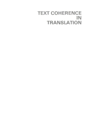 Cover image: Text Coherence in Translation 1st edition 9783110131062