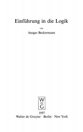 Cover image: Einführung in die Logik 1st edition 9783110147742
