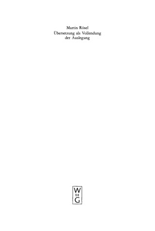 Cover image: Übersetzung als Vollendung der Auslegung 1st edition 9783110142341