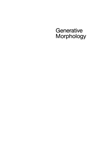 Cover image: Generative Morphology 1st edition 9783110131185