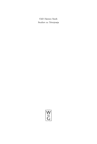 Cover image: Studien zu Tritojesaja 1st edition 9783110134346