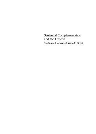 Imagen de portada: Sentential Complementation and the Lexicon 1st edition 9783110131215