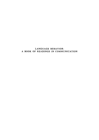 Imagen de portada: Language Behavior 1st edition 9789027912442