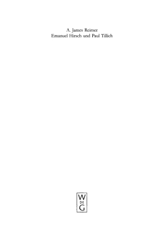 Cover image: Emanuel Hirsch und Paul Tillich 1st edition 9783110129335