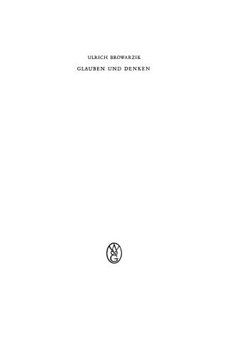 Cover image: Glauben und Denken 1st edition 9783110026481