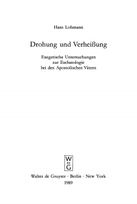 Imagen de portada: Drohung und Verheißung 1st edition 9783110120189
