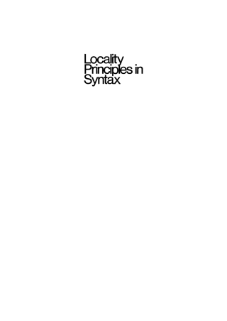 Titelbild: Locality principles in syntax 1st edition 9783110133158