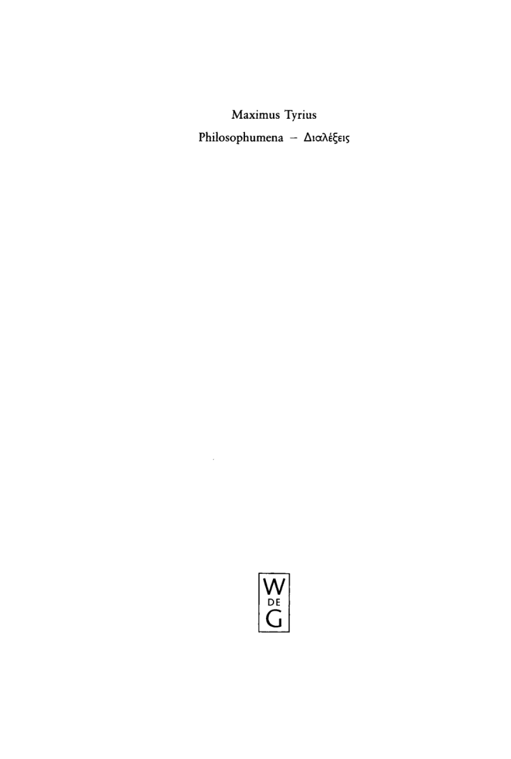 Philosophumena Dialexeis 1st Edition