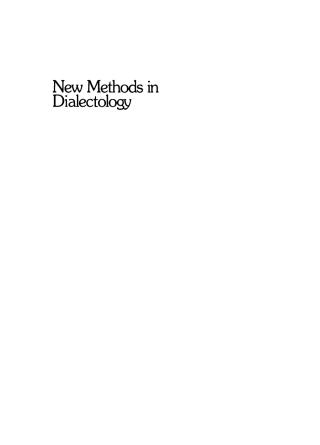 Imagen de portada: New Methods in Dialectology 1st edition 9783110133271