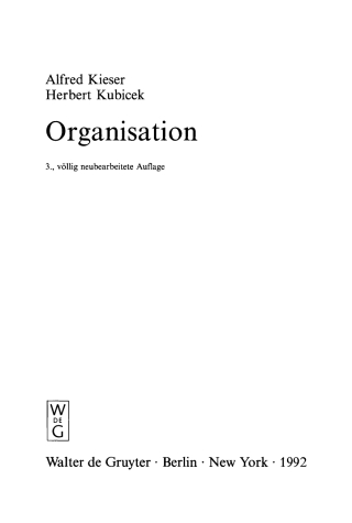 Imagen de portada: Organisation 3rd edition 9783110134995