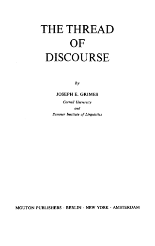 Immagine di copertina: The Thread of Discourse 1st edition 9789027931641