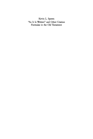 Cover image: "As It Is Written" and Other Citation Formulae in the Old Testament 1st edition 9783110171617