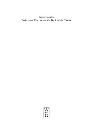 Imagen de portada: Redactional Processes in the Book of the Twelve 1st edition 9783110137675