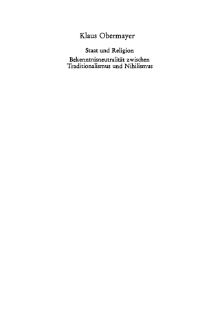 Cover image: Staat und Religion 1st edition 9783110073294
