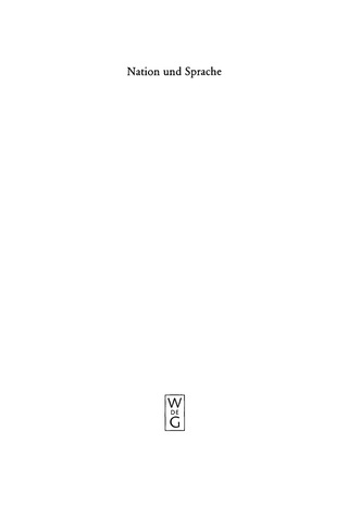 Cover image: Nation und Sprache 1st edition 9783110148411