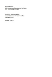 Cover image: Die Insolvenzanfechtung der Deckung von Altverbindlichkeiten 1st edition 9783899493207