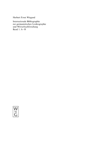 Cover image: A-H 1st edition 9783110137583