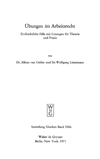 Cover image: Übungen im Arbeitsrecht 1st edition 9783110037265