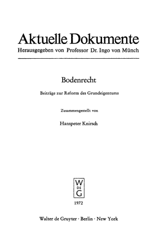 Imagen de portada: Bodenrecht 1st edition 9783110038941