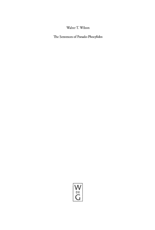 Cover image: The Sentences of Pseudo-Phocylides 1st edition 9783110182415
