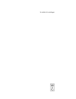 Imagen de portada: Le métier de sociologue 5th edition 9783110174298
