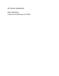 Cover image: Analytische Einführung in die Ethik 2nd edition 9783110194425