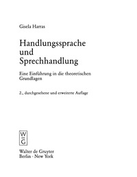 Cover image: Handlungssprache und Sprechhandlung 2nd edition 9783110176773