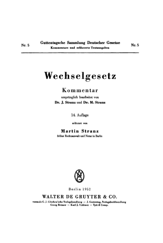 Cover image: Wechselgesetz 14th edition 9783110029765