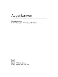 Imagen de portada: Augenbanken 1st edition 9783110174922