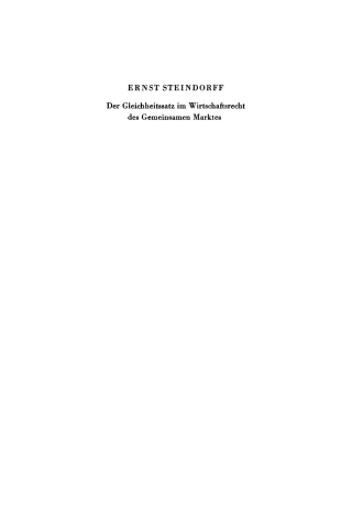 Cover image: Der Gleichheitssatz im Wirtschaftsrecht des Gemeinsamen Marktes 1st edition 9783110011142
