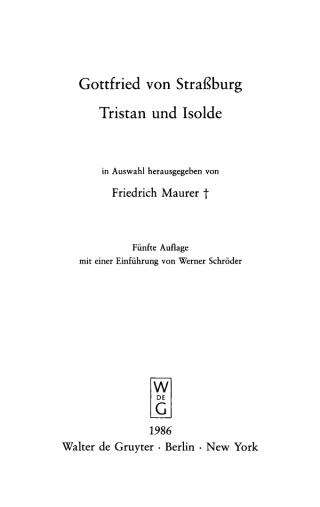 Cover image: Tristan und Isolde 5th edition 9783110108538